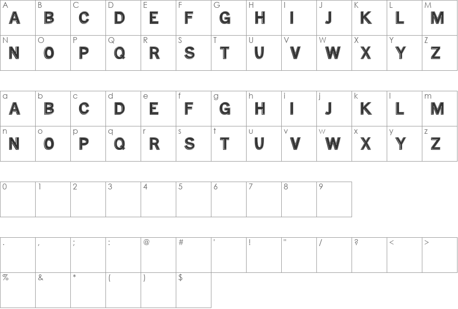 MTF Base font character map preview