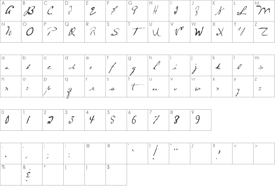 MTF Frozen Solid font character map preview