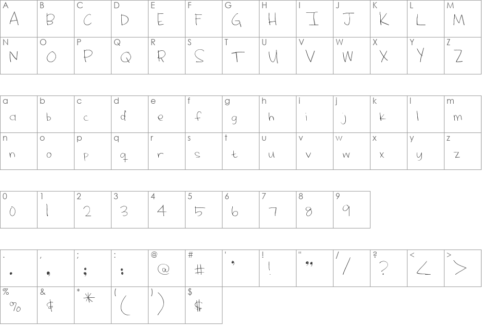 MTF Hoo Rah font character map preview