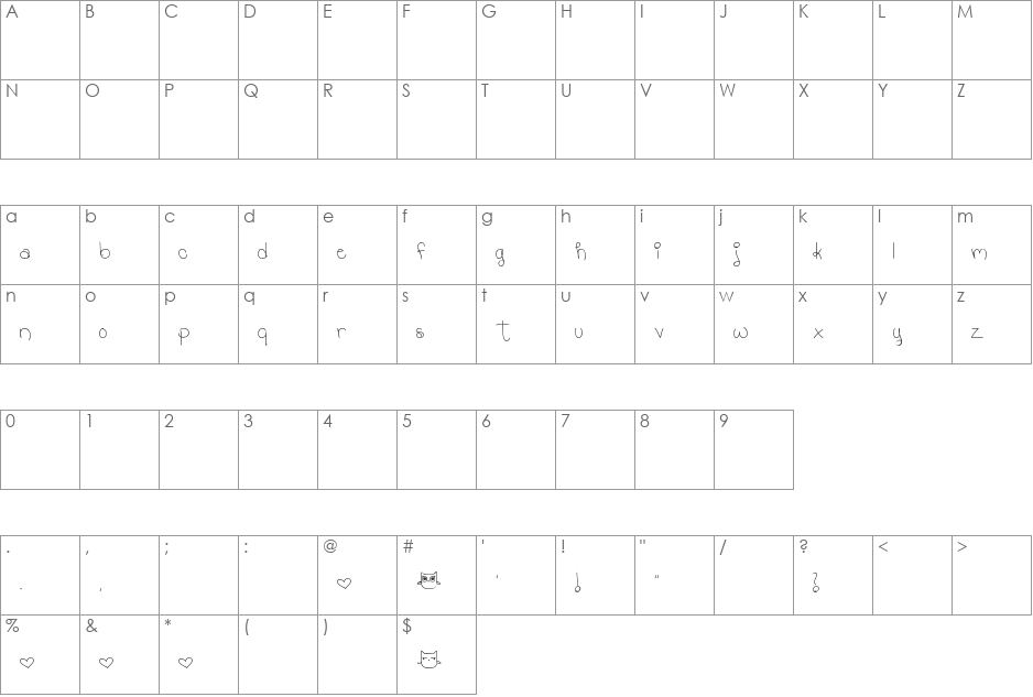 MTF Hooty Coo font character map preview