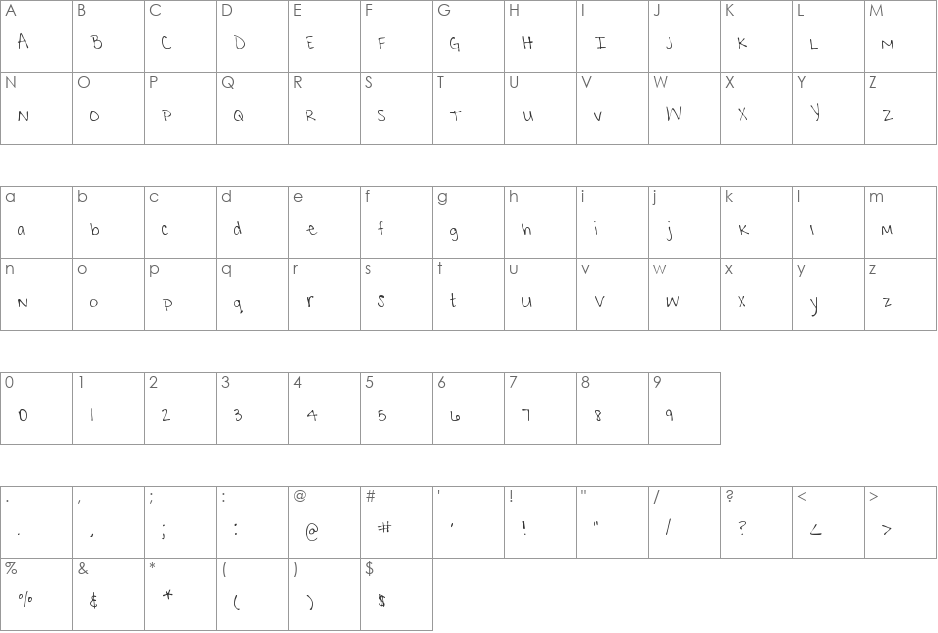 MTF Krystyna font character map preview