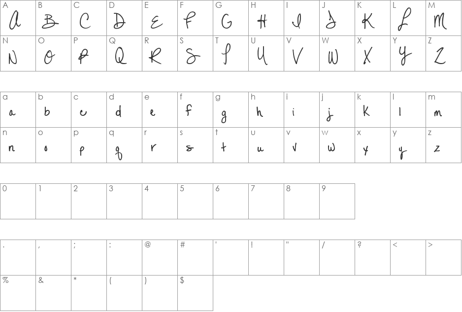 MTF Lexi font character map preview