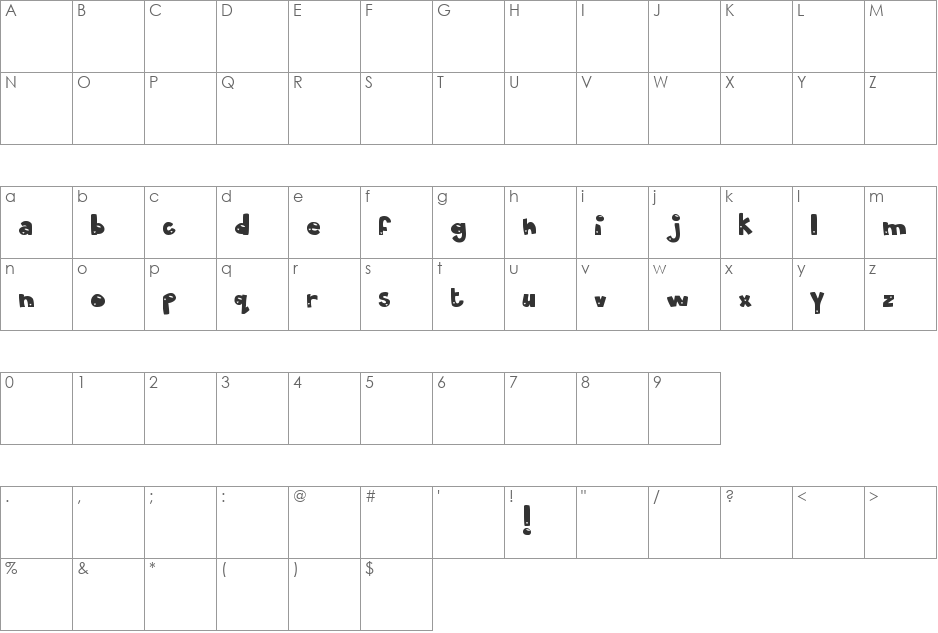 MTF Olive You font character map preview