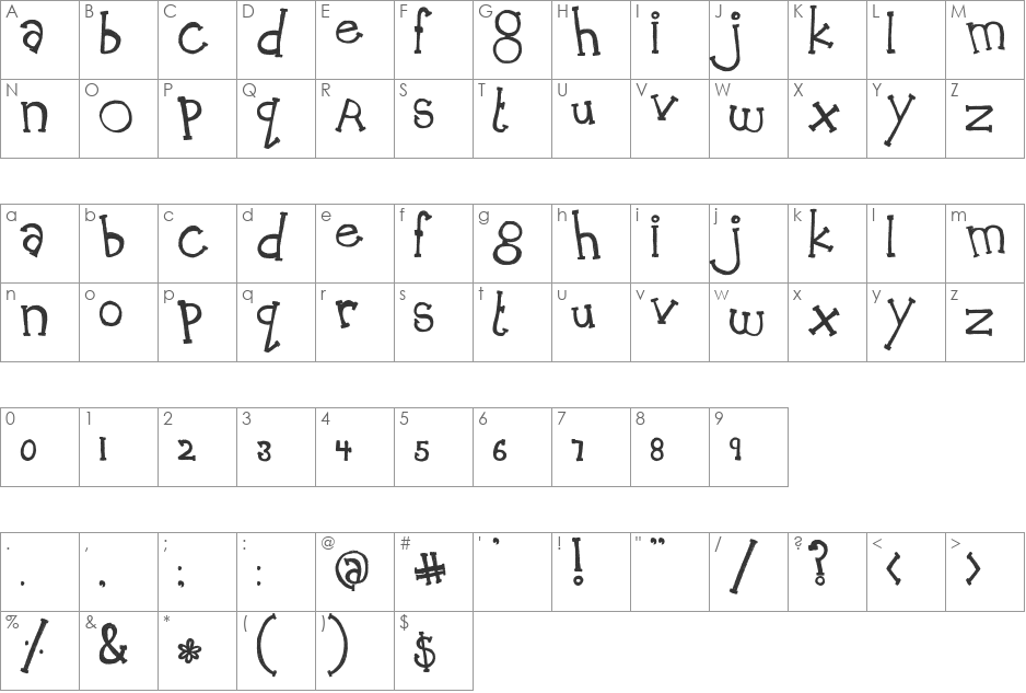 MTF Peach Cobbler font character map preview