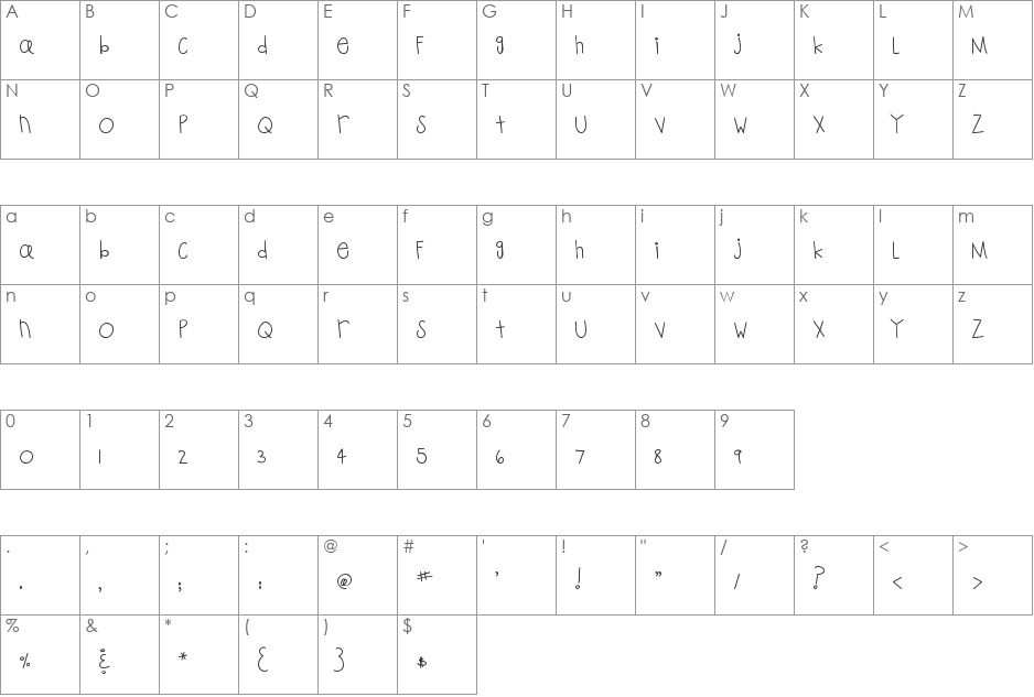 MTF Playtime font character map preview