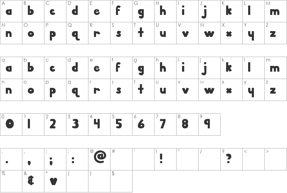 MTF Pork Chop font character map preview