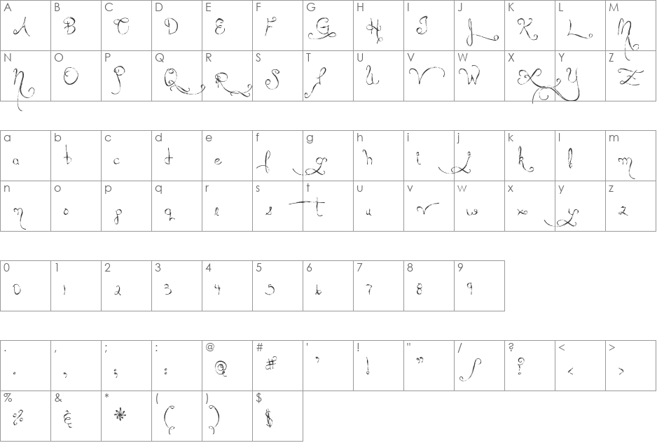 MTF Queen Of Sketchyland font character map preview