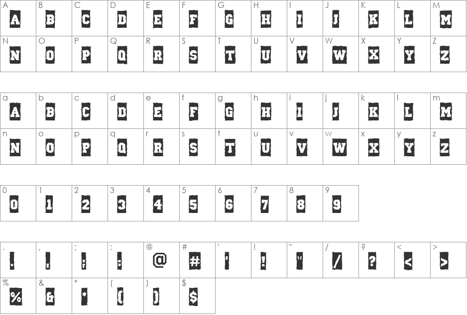 a_CampusCmBrk font character map preview