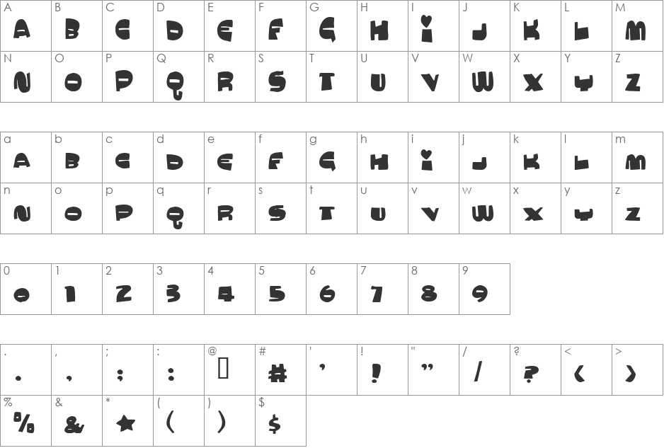 MuchoMacho font character map preview