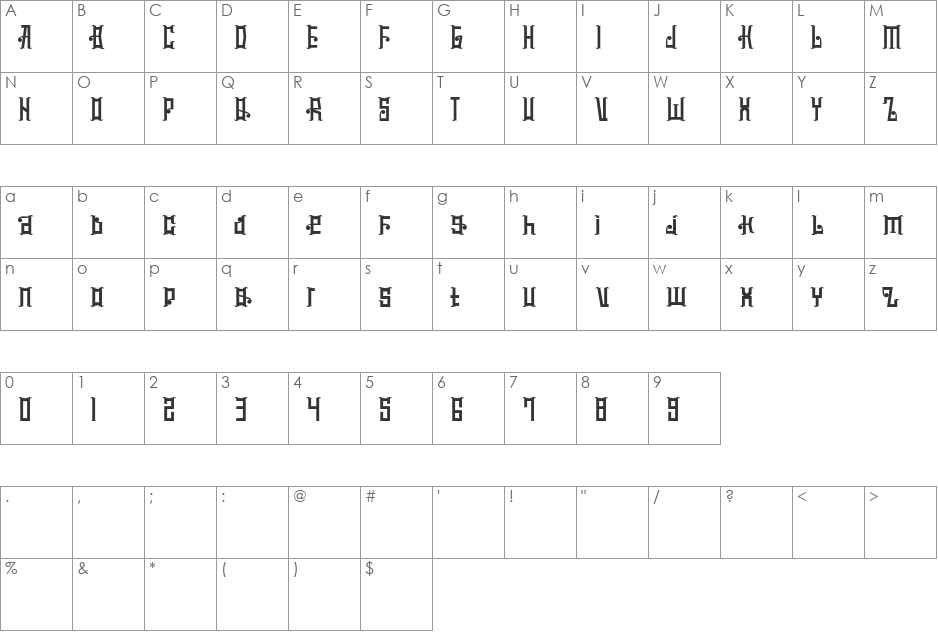 mucilage type font character map preview