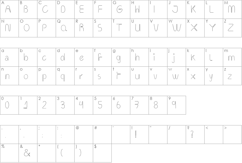 Mududede font character map preview