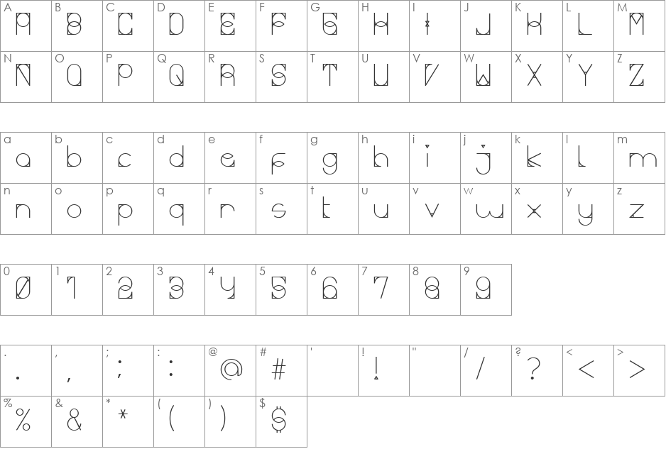 Mueeza font character map preview