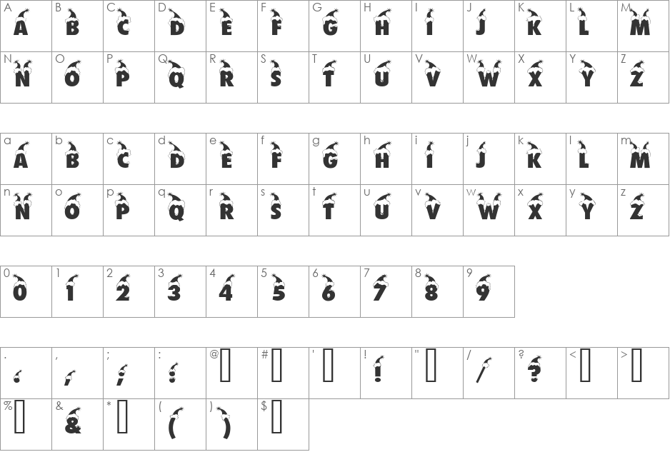 Muetze font character map preview