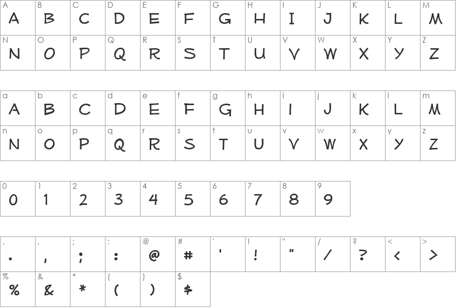 Mufferaw font character map preview