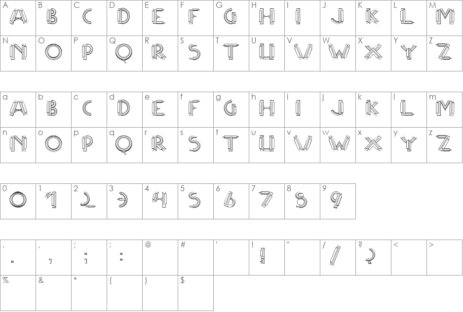 MultiCapsOne font character map preview