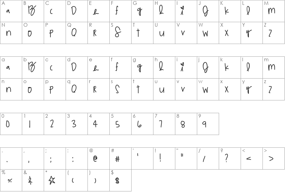 MulticolorAgilitys font character map preview