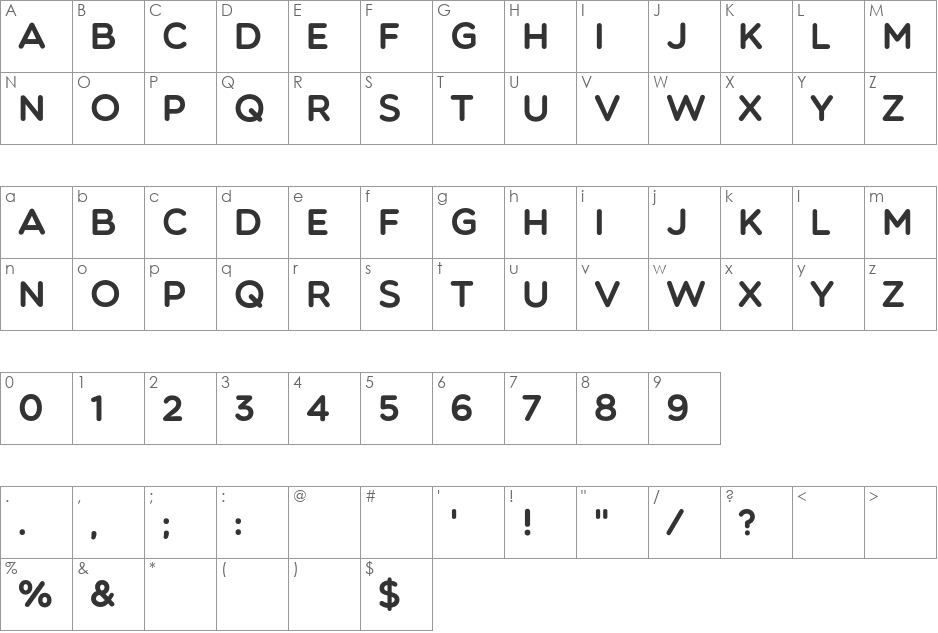 Multicolore  font character map preview