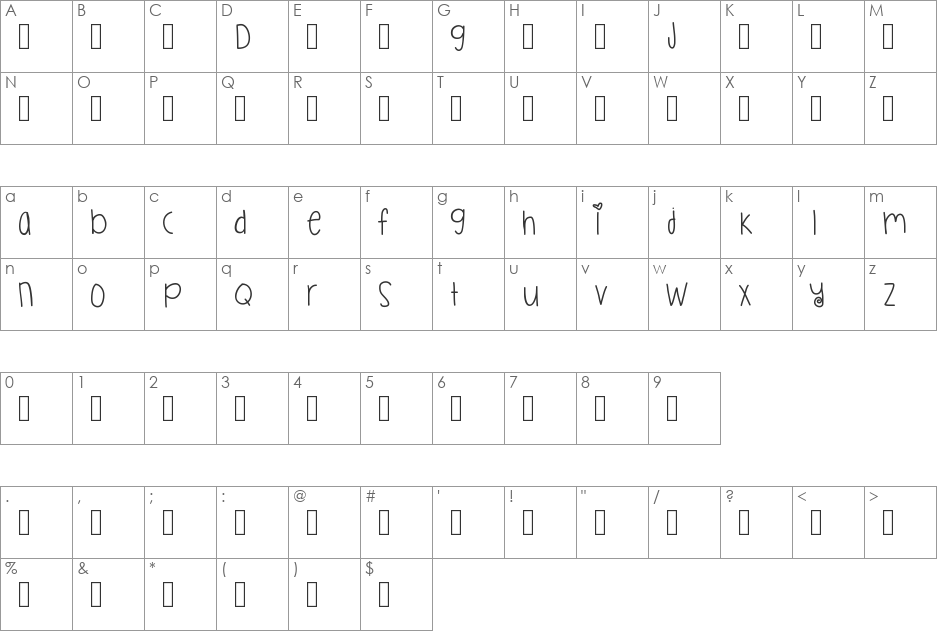 MulticoloredButterflies font character map preview