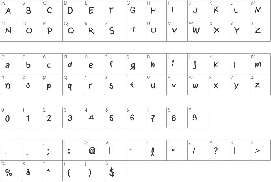 MultiEmily font character map preview