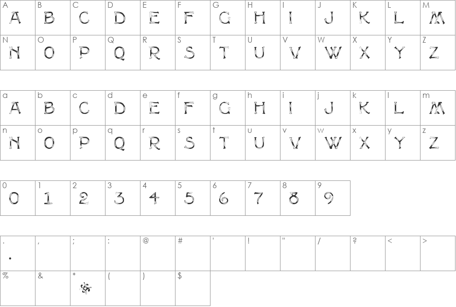 MultiformCaps font character map preview