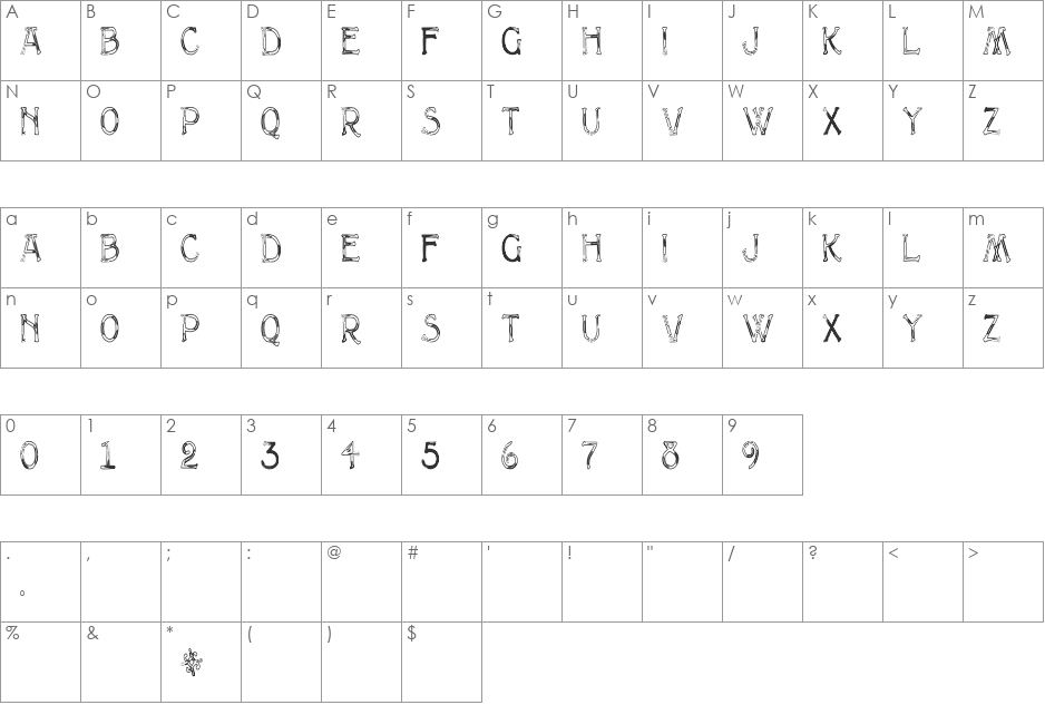 MultiformCapsHC font character map preview