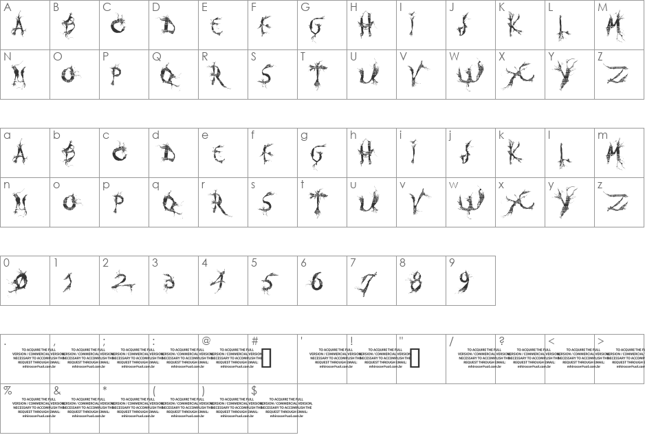 MUMIA DEMO VERSION font character map preview