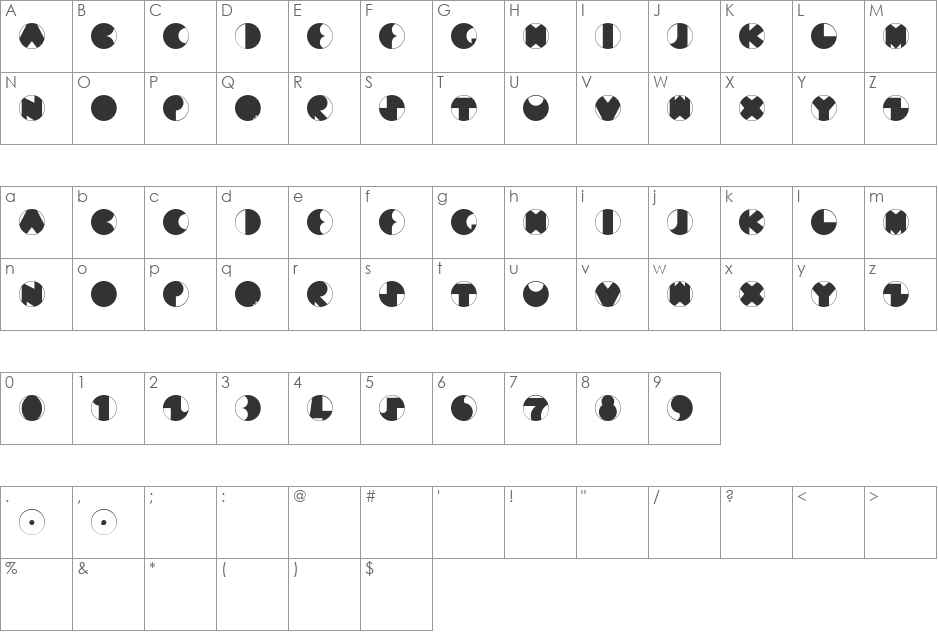 Mun font character map preview