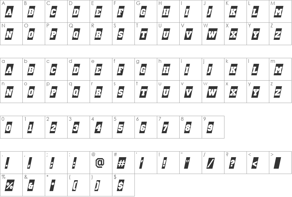 a_CampusCmSl font character map preview