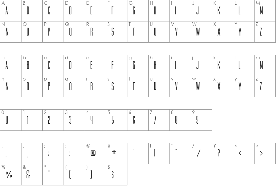 Muncie font character map preview