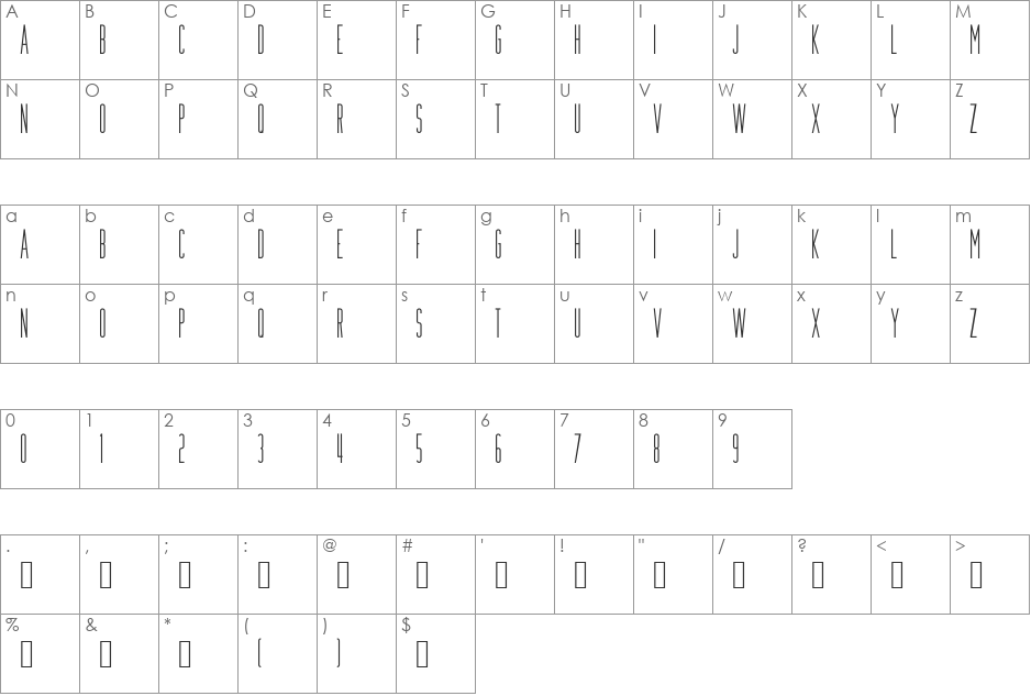 Munich font character map preview