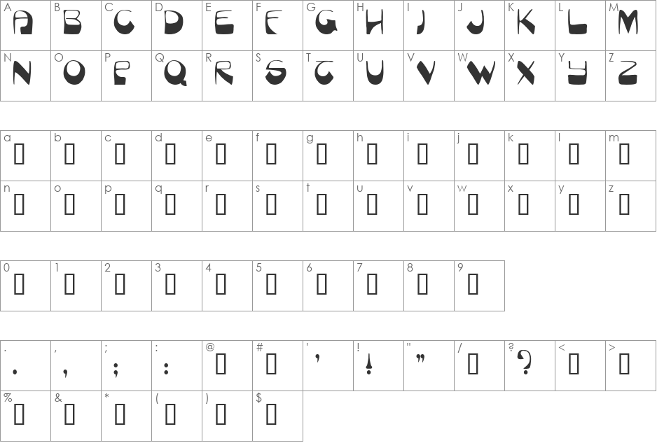 Munich font character map preview