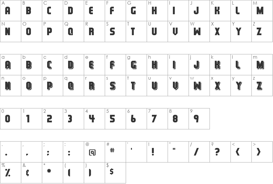 Municipal font character map preview
