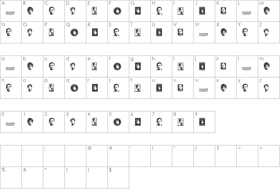 Munir font character map preview