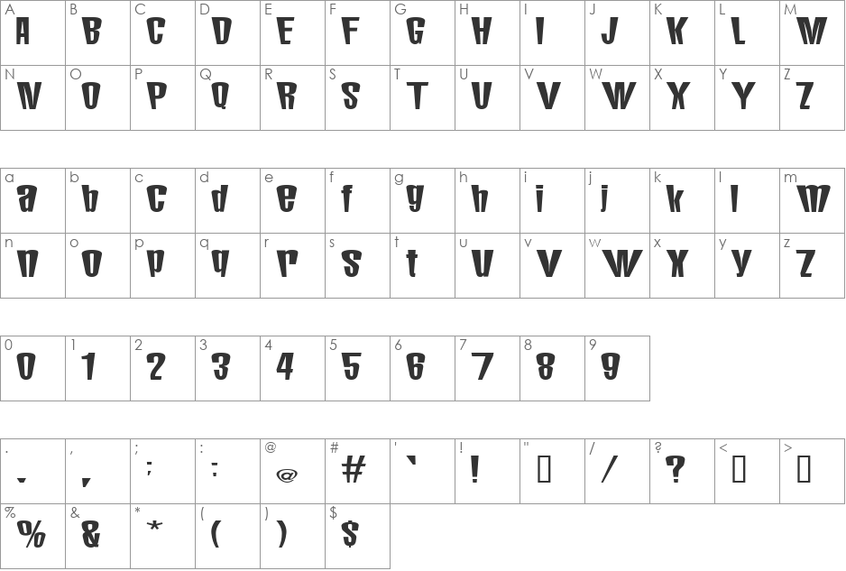 MunsterMash font character map preview