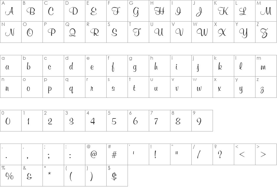 Mural Script font character map preview