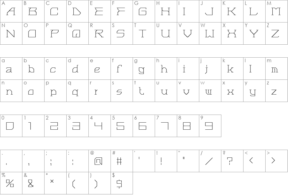 Murder Of Mayday Lightix Slab font character map preview