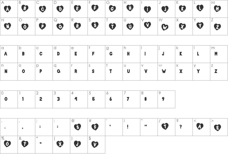 Murder101 font character map preview