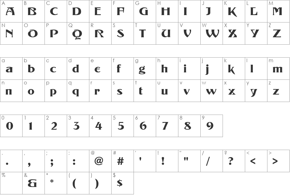 Murillo font character map preview