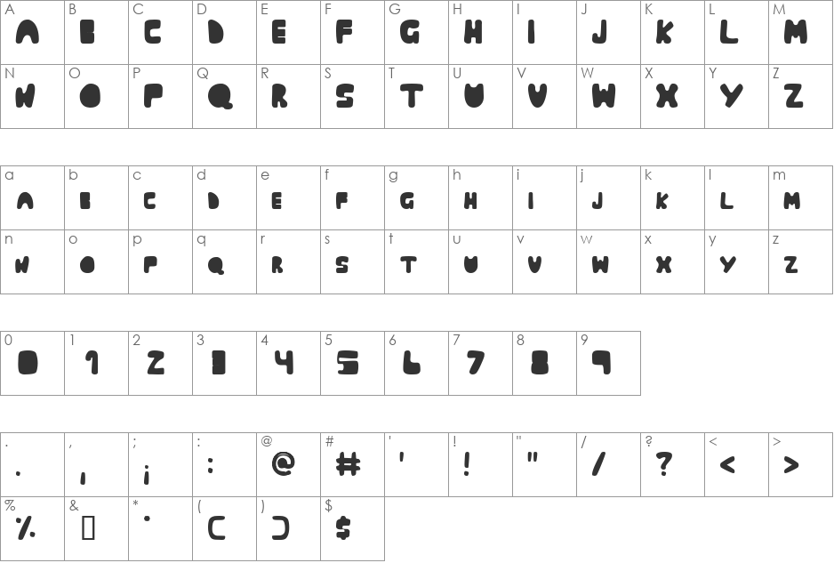 Muringa font character map preview