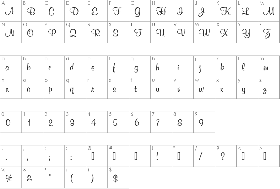 Murray Becker font character map preview