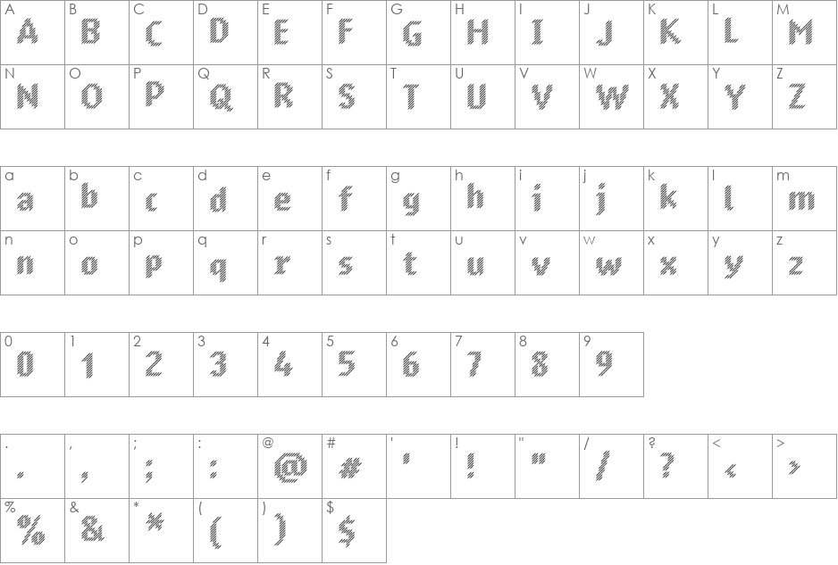 Murrx font character map preview