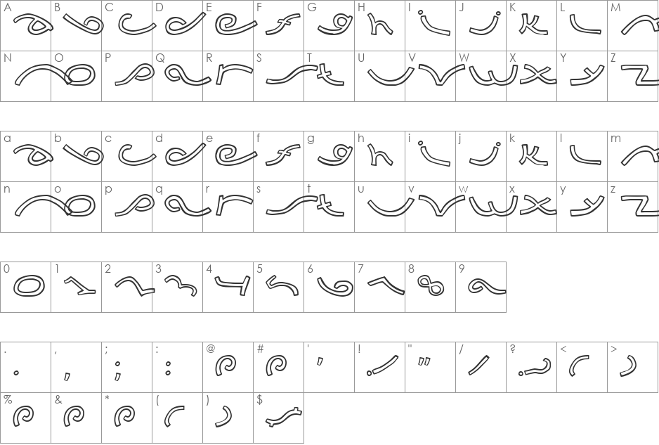 Music DBZ font character map preview