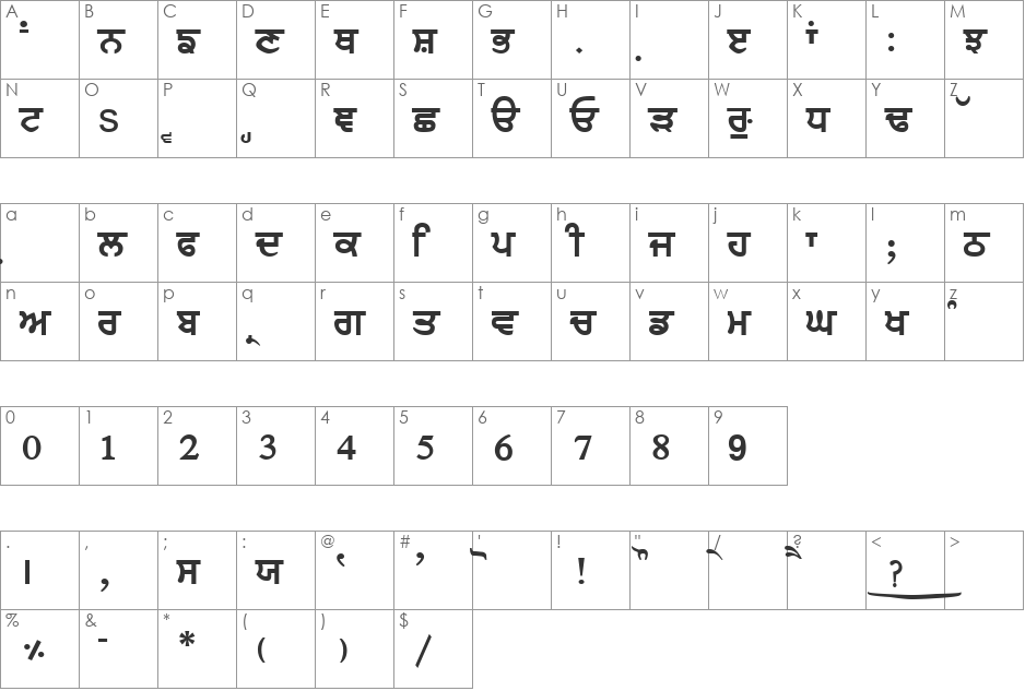 Music2000J font character map preview