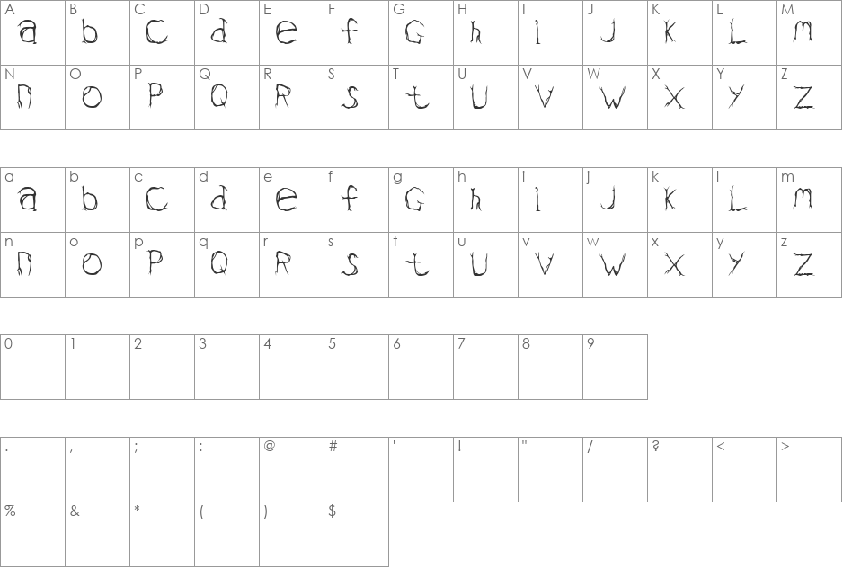 Muskiel font character map preview