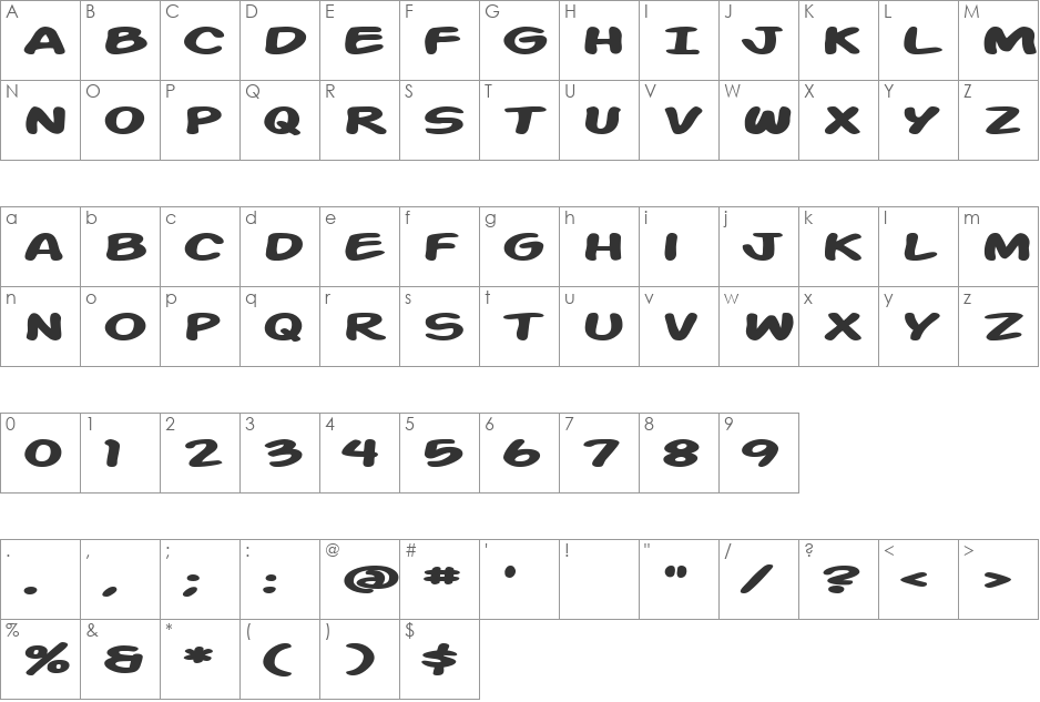 Musram Channi font character map preview