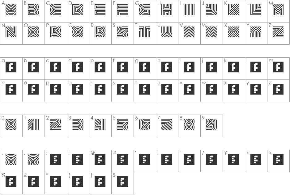 mustafa font character map preview