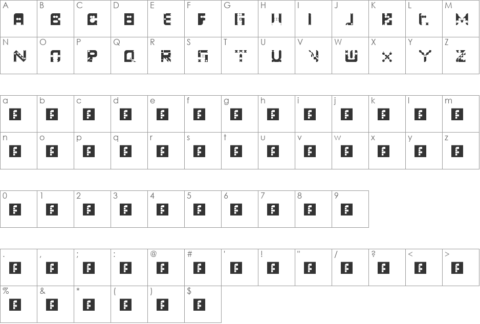 Mustaine font character map preview