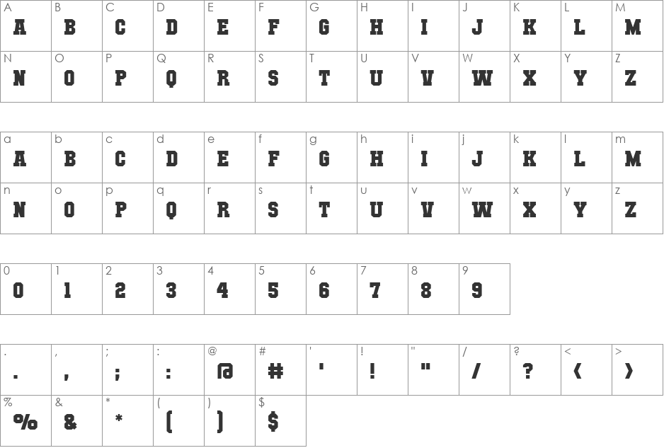 Mutant Academy DC BB font character map preview