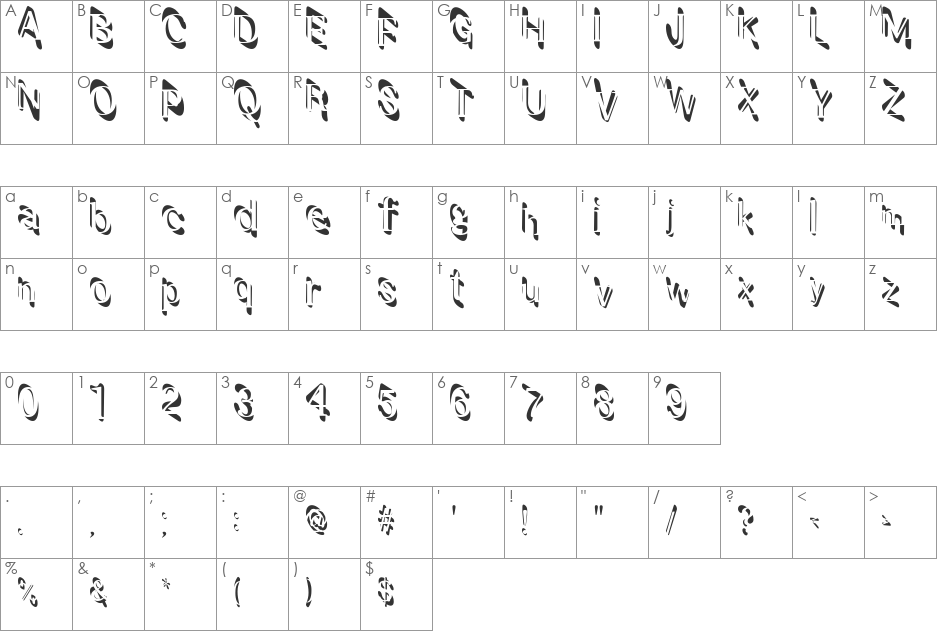Mutation font character map preview