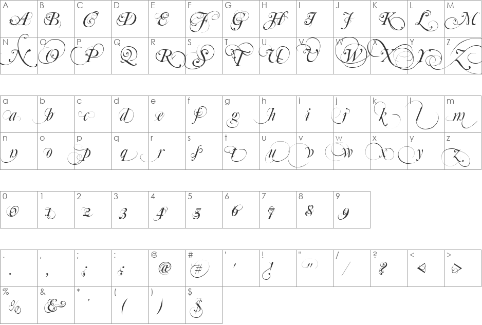 Mutlu font character map preview
